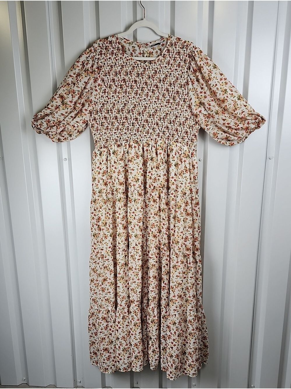 Asos Curve Floral Maxi Dress Smocked Tiered Womens Size 22 Flowy Forest Fairy